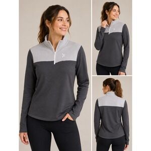 Orangetheory Fitness Gray Colorblock Quarter Zip Sweatshirt Mens Small OTF Logo